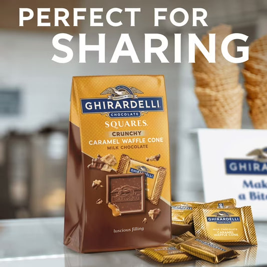 ( 2 pack)GHIRARDELLI Milk Chocolate Candy SQUARES with Caramel Waffle Cone Filling, 5.2 oz Bag