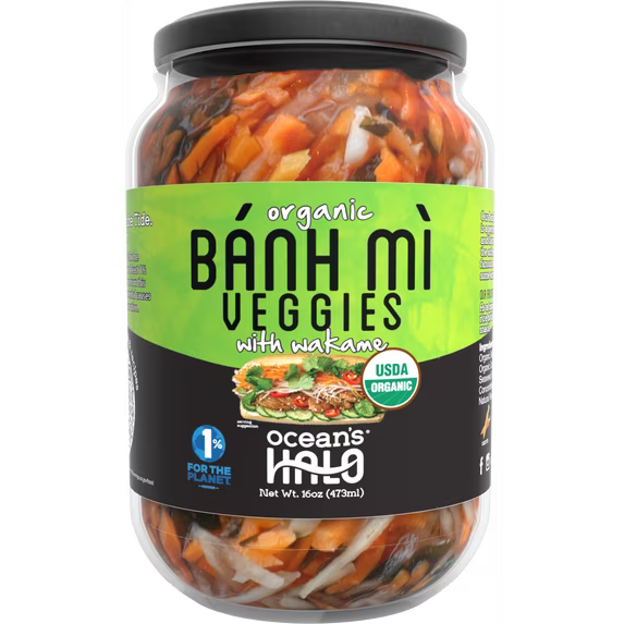 (pack of 3)Ocean's Halo Organic Banh Mi Veggies, Crunchy Pickled Shredded Mixed Vegetables, Vegan, 16 oz.