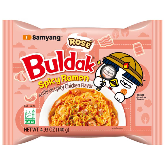 (8 pack) Samyang Buldak Rosé Spicy Chicken Instant Ramen Noodles, 5 Pack, 4.93 oz Bags