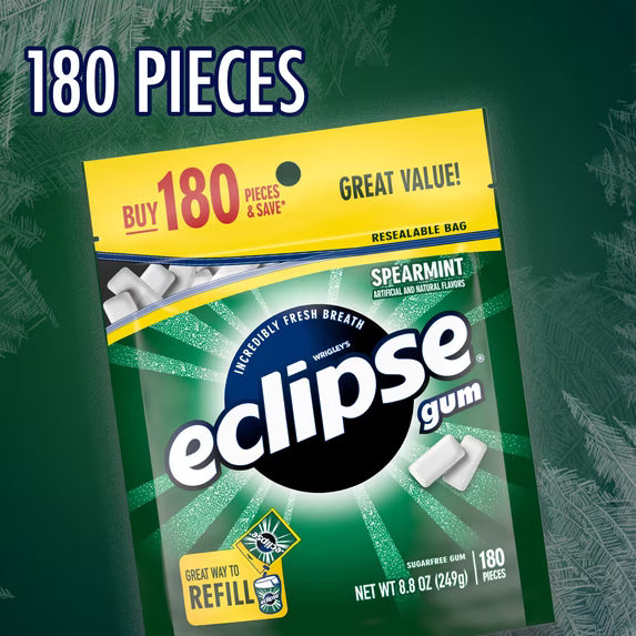 (4 pack) Eclipse Spearmint Sugar Free Chewing Gum, Value Pack