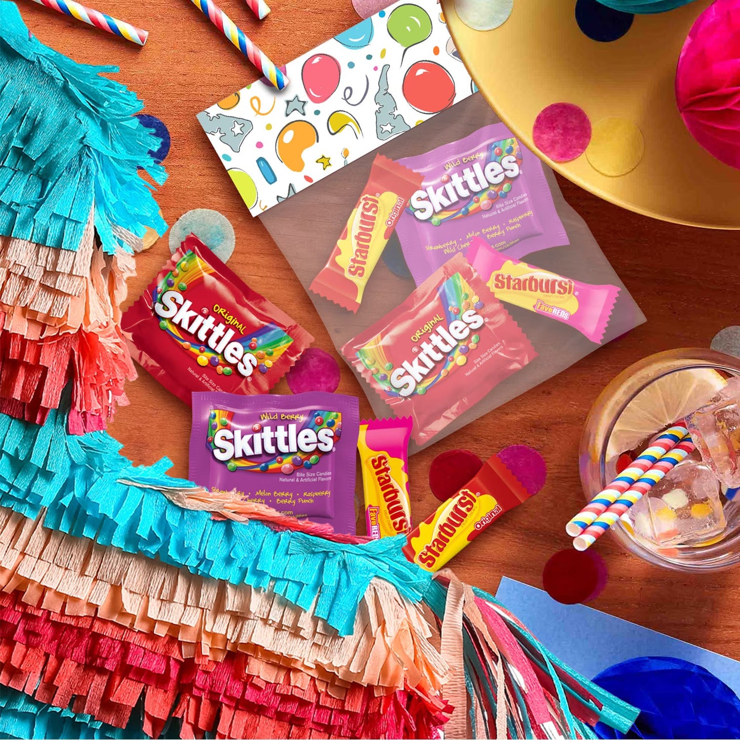 Skittles & Starburst Fun Size Chewy Candy Variety Bag, Party Size - 20.13 oz Bulk Bag