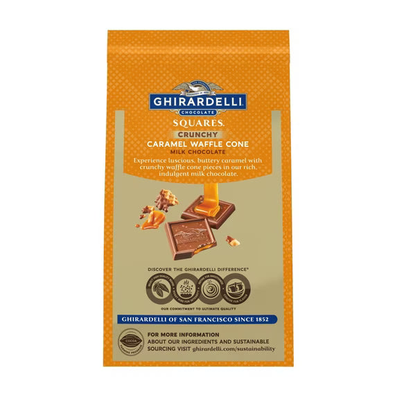 ( 2 pack)GHIRARDELLI Milk Chocolate Candy SQUARES with Caramel Waffle Cone Filling, 5.2 oz Bag