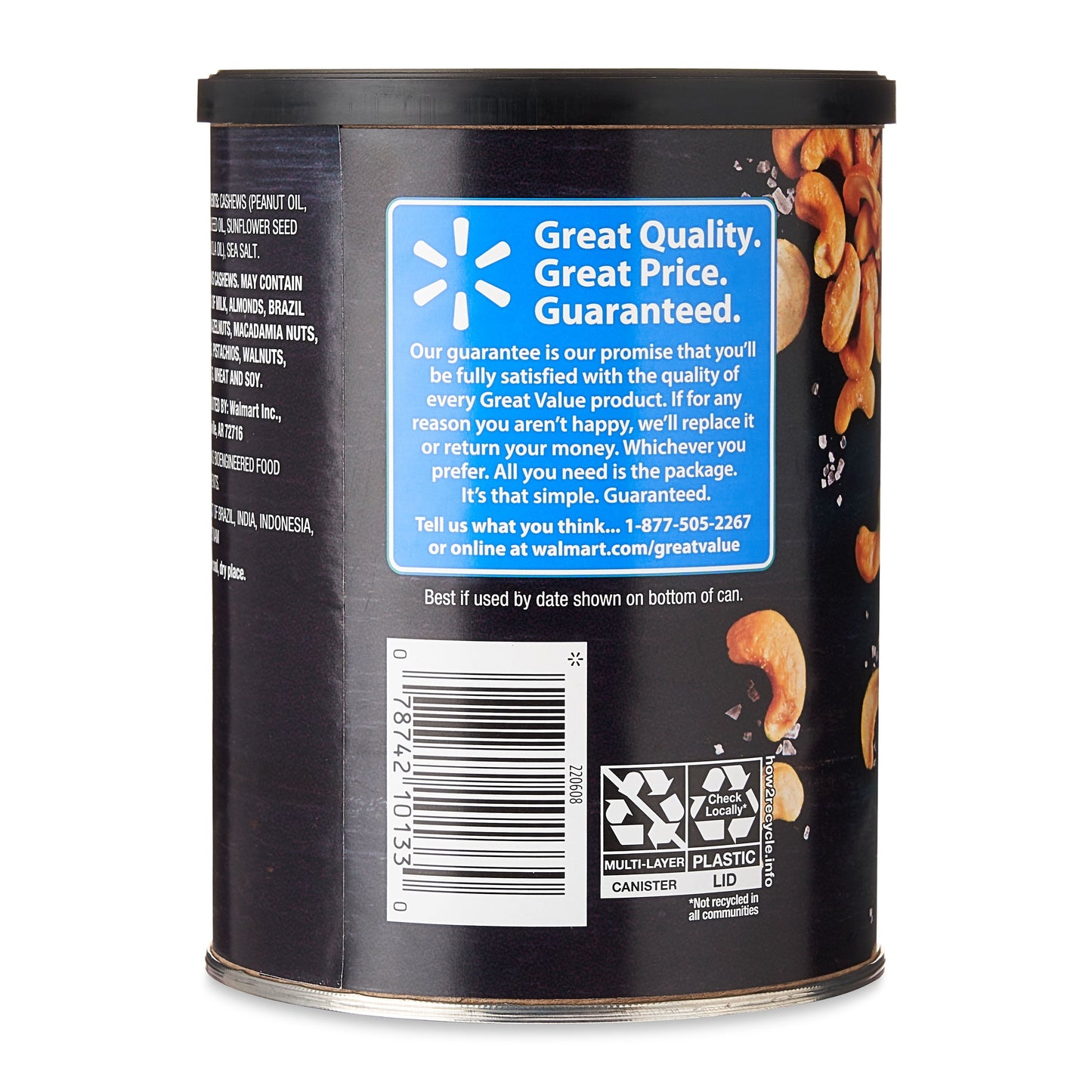 Great Value Deluxe Whole Cashews, Salted, 16 oz