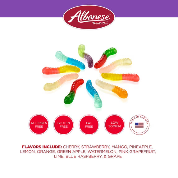 Albanese 12 Flavor Mini Gummi Worms, 36oz Resealable Bag, Family Size( pack of 2)