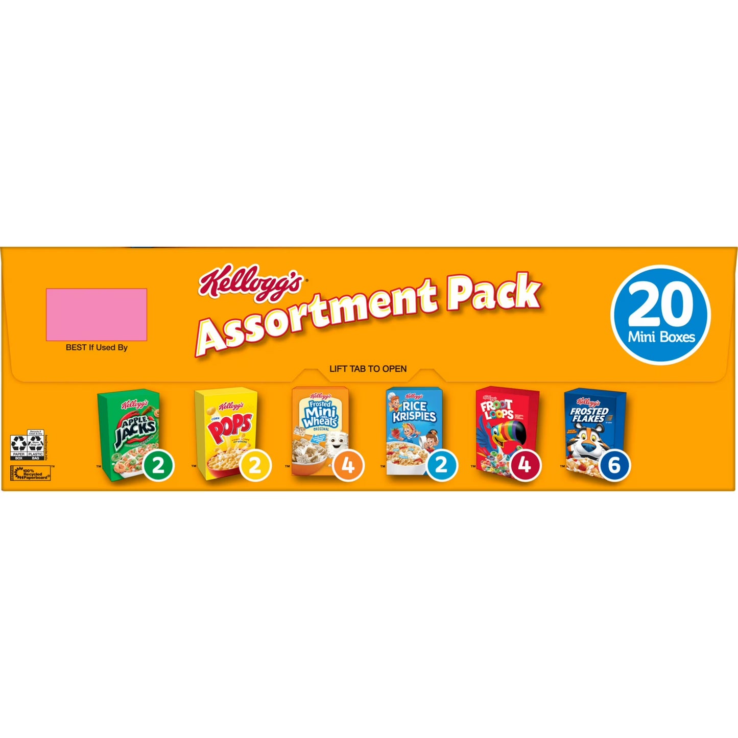 Kellogg's Assortment Pack Variety Pack Breakfast Cereal Box, 21.8 oz, 20 Count ( 2 pack)