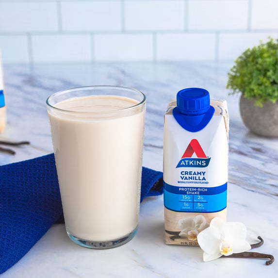 (3 pack) Atkins Protein Shake, Creamy Vanilla, Keto Friendly, Gluten Free, 4 Ct
