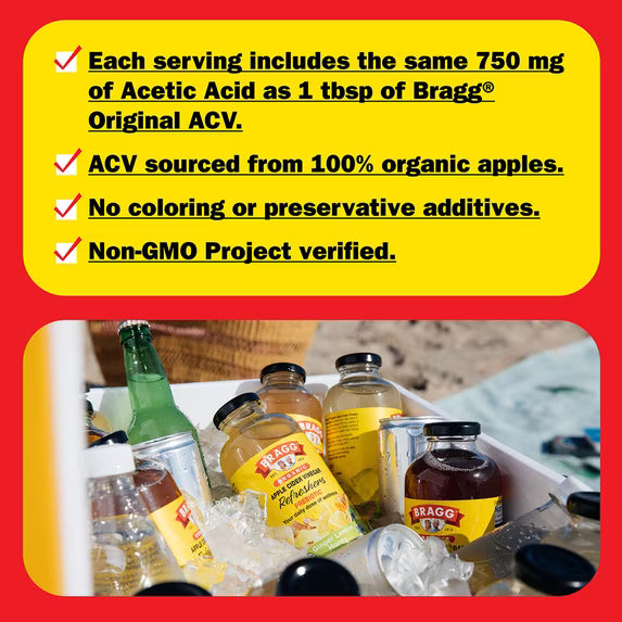 Hero image 8 of (2 pack) Bragg Organic Apple Cider Vinegar Refresher, Apple Cinnamon, 16 fl oz, 8 of 10     Visit the Bragg Store (2 pack) Bragg Organic Apple Cider Vinegar Refresher, Apple Cinnamon, 16 fl oz