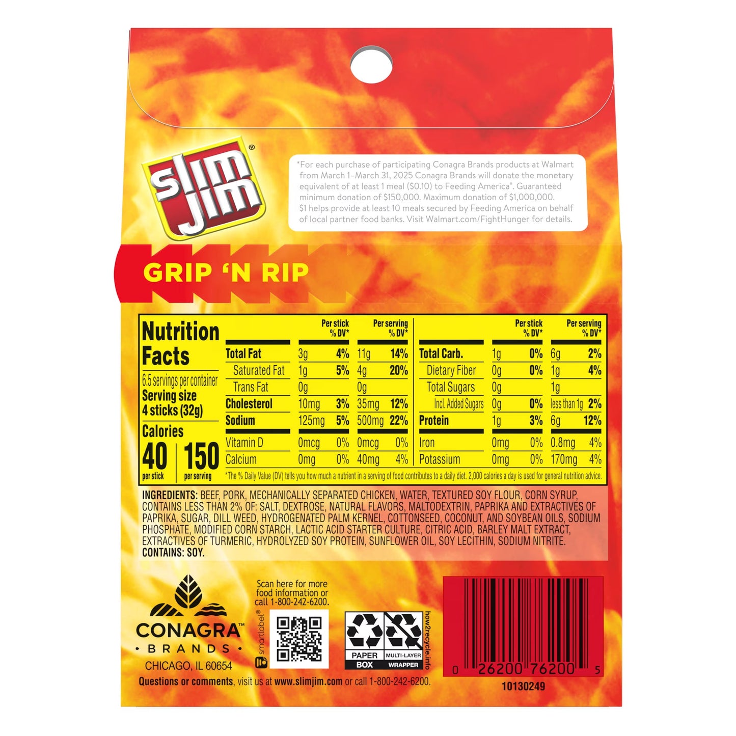 Slim Jim Smoked Jerky Snack Sticks, Vlasic Dill Pickle Flavor, 6g Protein Per Serving, 0.28 oz. (26-Count)