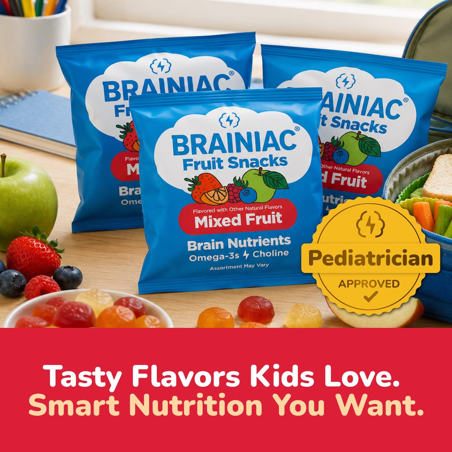 Brainiac Fruit Snacks with Brainpack, Mixed Fruit Flavor, 20 Count