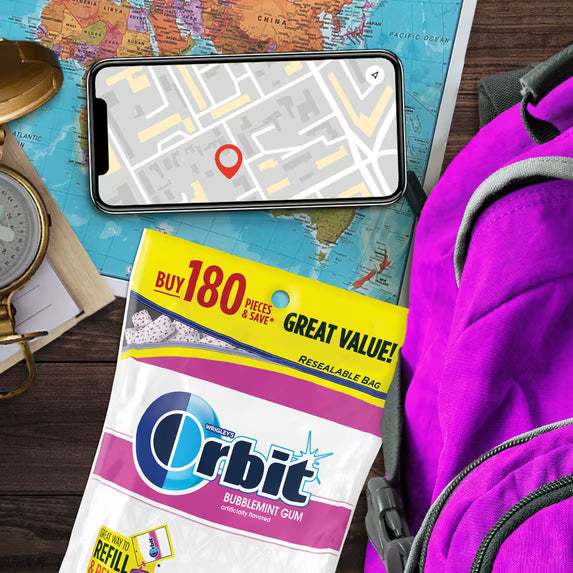 Orbit Bubblemint Sugar Free Chewing Gum, Value Pack - 180 Ct Bag( pack of 2)