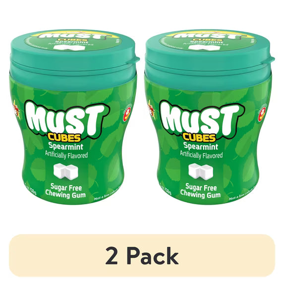 (2 pack) Elite Must Sugar Free Spearmint Cubed Gum, 2oz