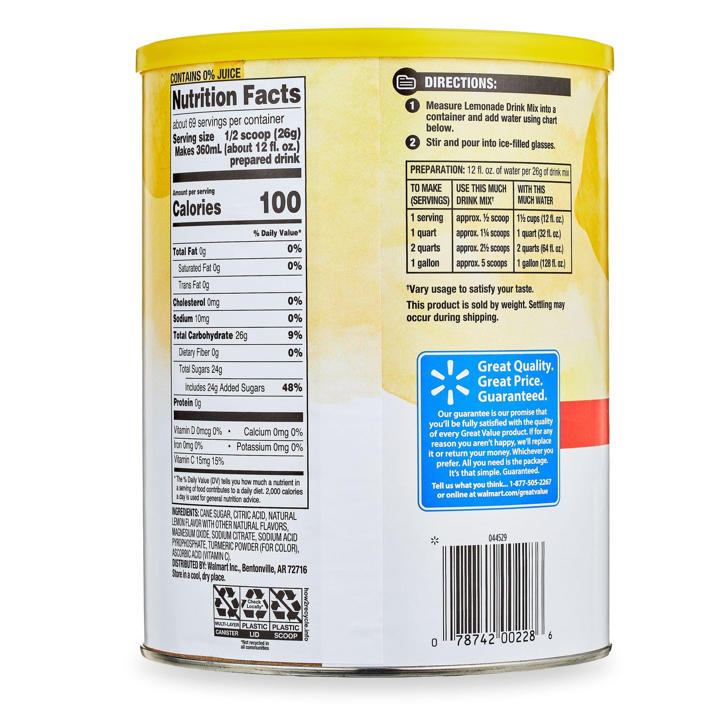 Great Value Lemonade, 26 Quart