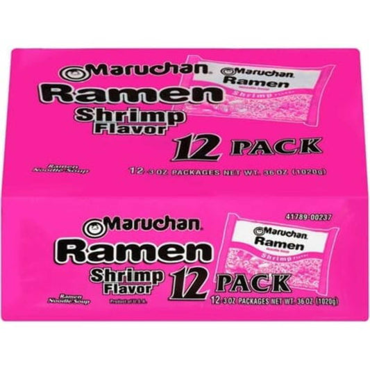(24 pack) Maruchan Ramen Noodle Soup, Shrimp Flavor Instant Noodles, 3 oz, Pack of 12