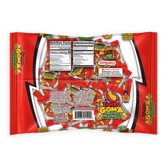 ( 2 pack)Zumba Pica Goma Mix Gummy Candy, Mexican Tamarind and Mango Candy, 20 Count