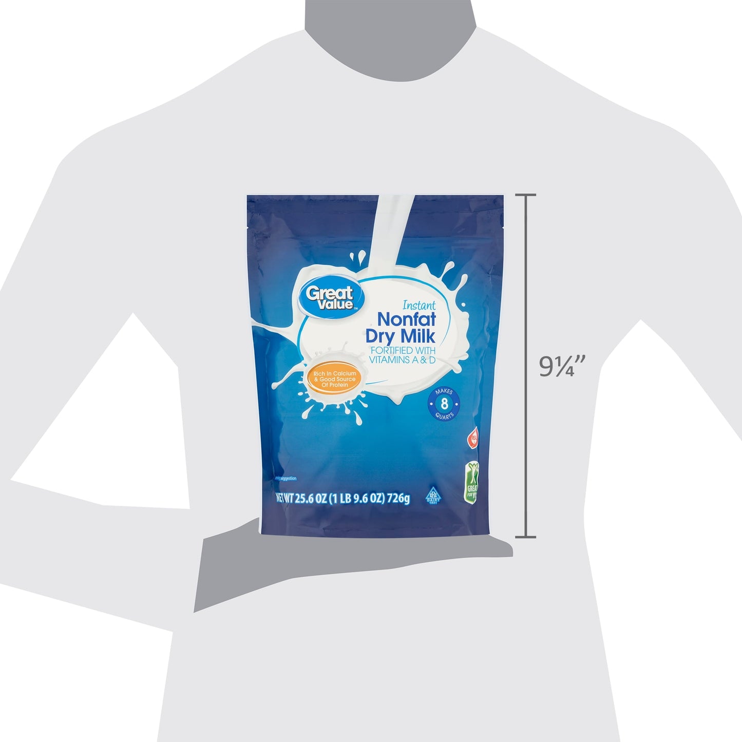 Great Value Instant Nonfat Dry Milk, 25.6 oz Bag, Makes 8 Quarts