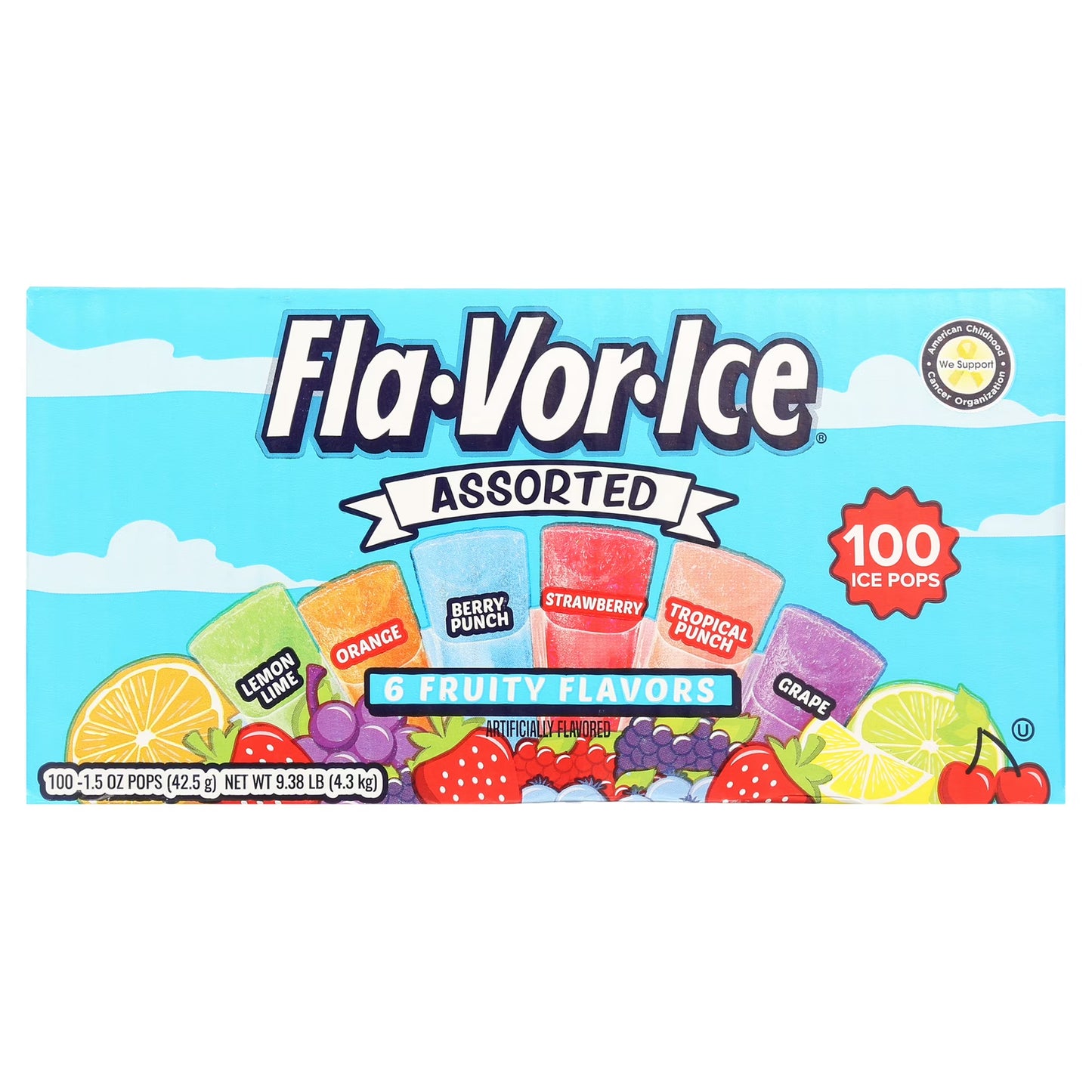 (2 pack) Fla-Vor-Ice Assorted Gluten-Free Freezer Ice Pops, 1.5 oz, 100 Count