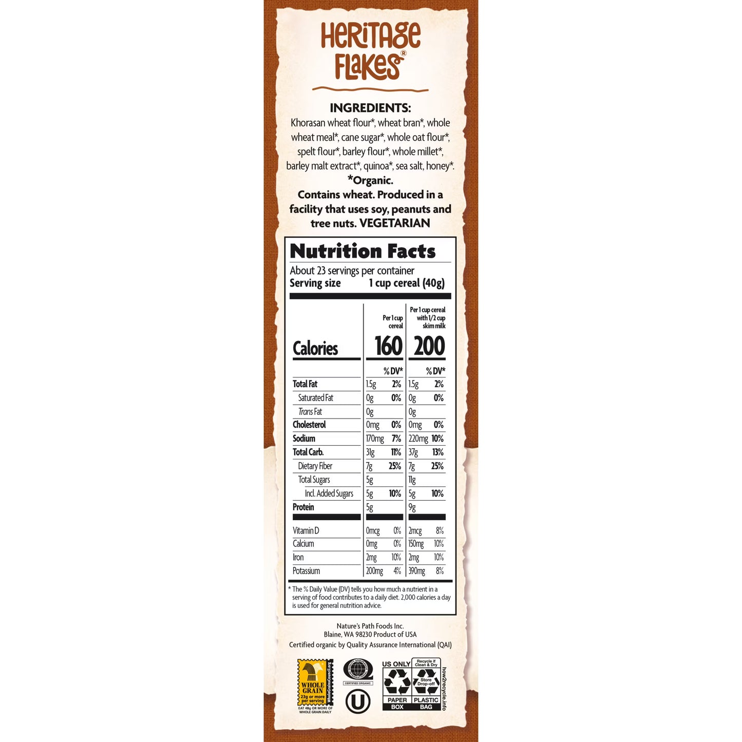 (4 pack) Nature's Path Organic Heritage Flakes® Breakfast Cereal, 33.5oz Box (pack of 4)