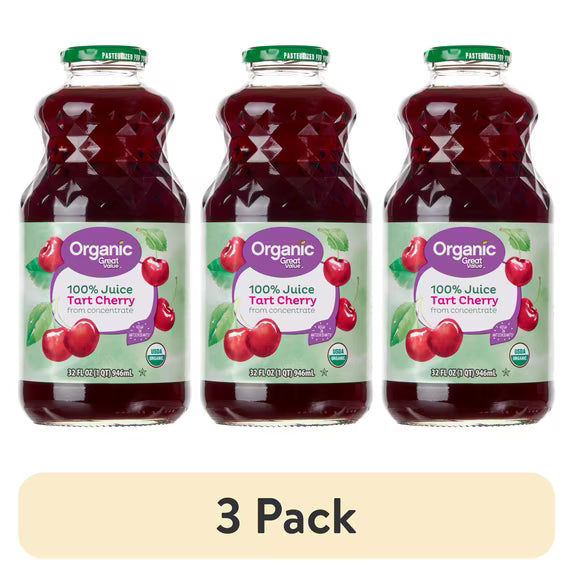 (3 pack) Great Value Organic 100% Tart Cherry Juice, 32 fl oz
