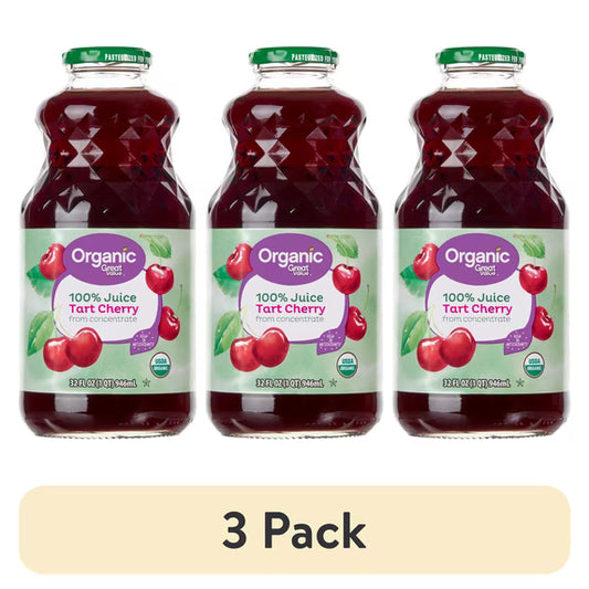 (3 pack) Great Value Organic 100% Tart Cherry Juice, 32 fl oz