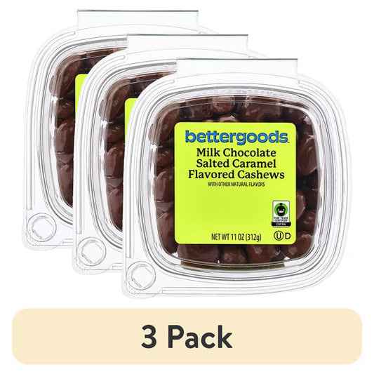 (3 pack) bettergoods Milk Chocolate Salted Caramel Flavored Cashews, 11 oz
