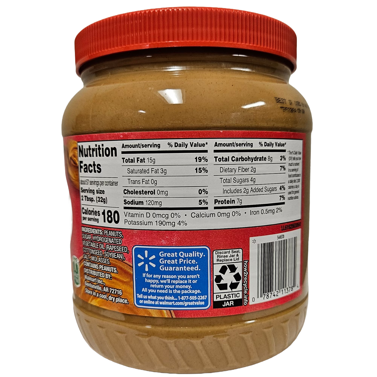 (3 pack) Great Value Creamy Peanut Butter, 64 oz