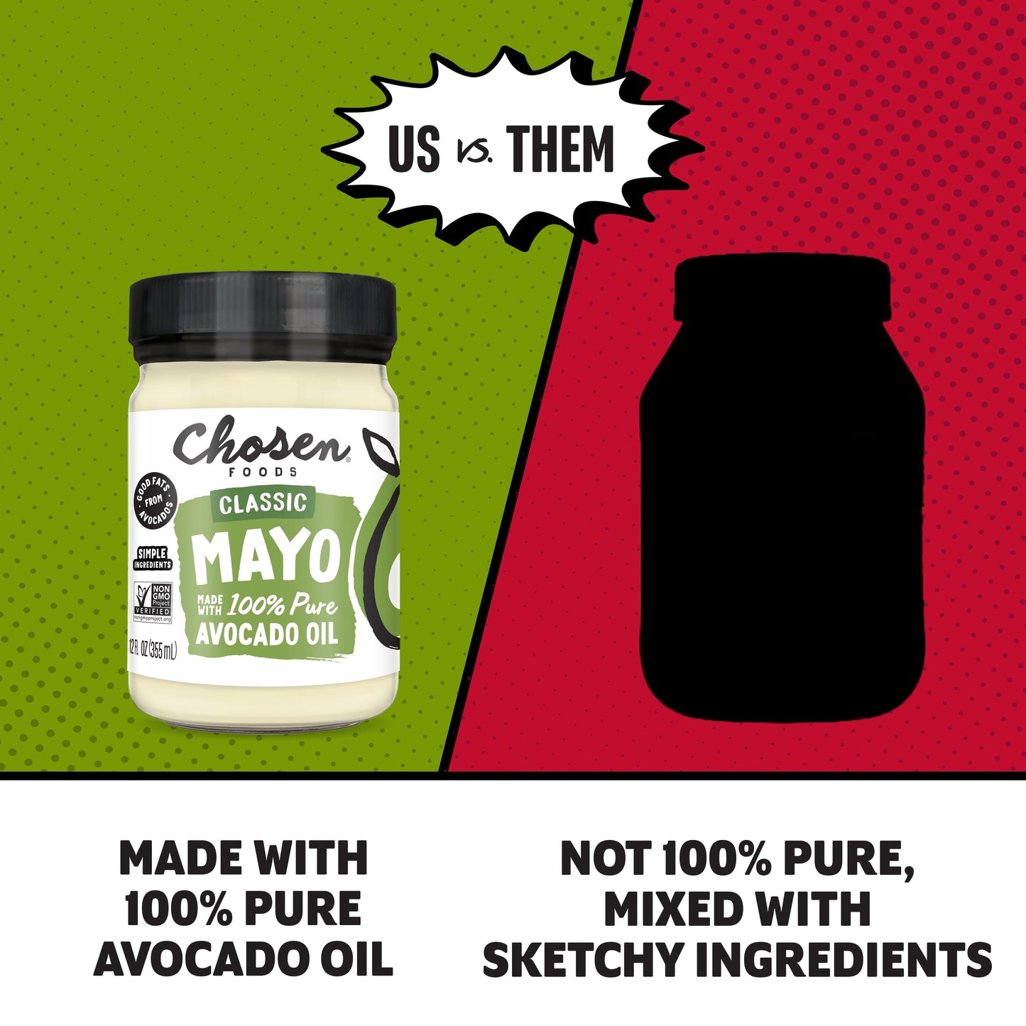 Chosen Foods 100% Pure Avocado Oil Classic Mayo 12 oz Jar