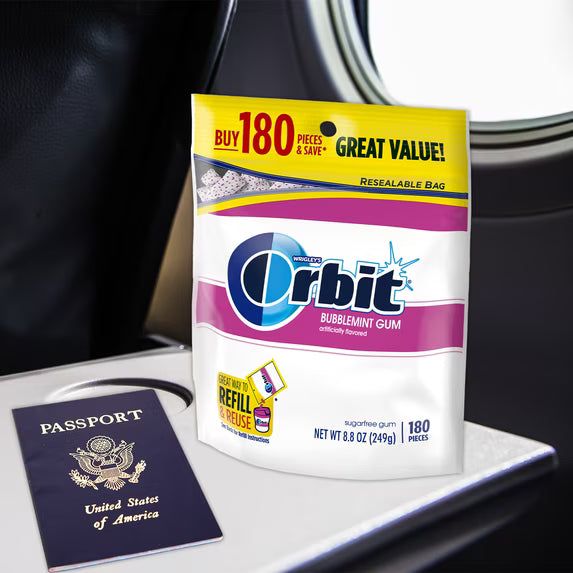 Orbit Bubblemint Sugar Free Chewing Gum, Value Pack - 180 Ct Bag( pack of 2)