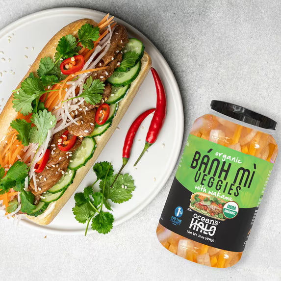 (pack of 3)Ocean's Halo Organic Banh Mi Veggies, Crunchy Pickled Shredded Mixed Vegetables, Vegan, 16 oz.