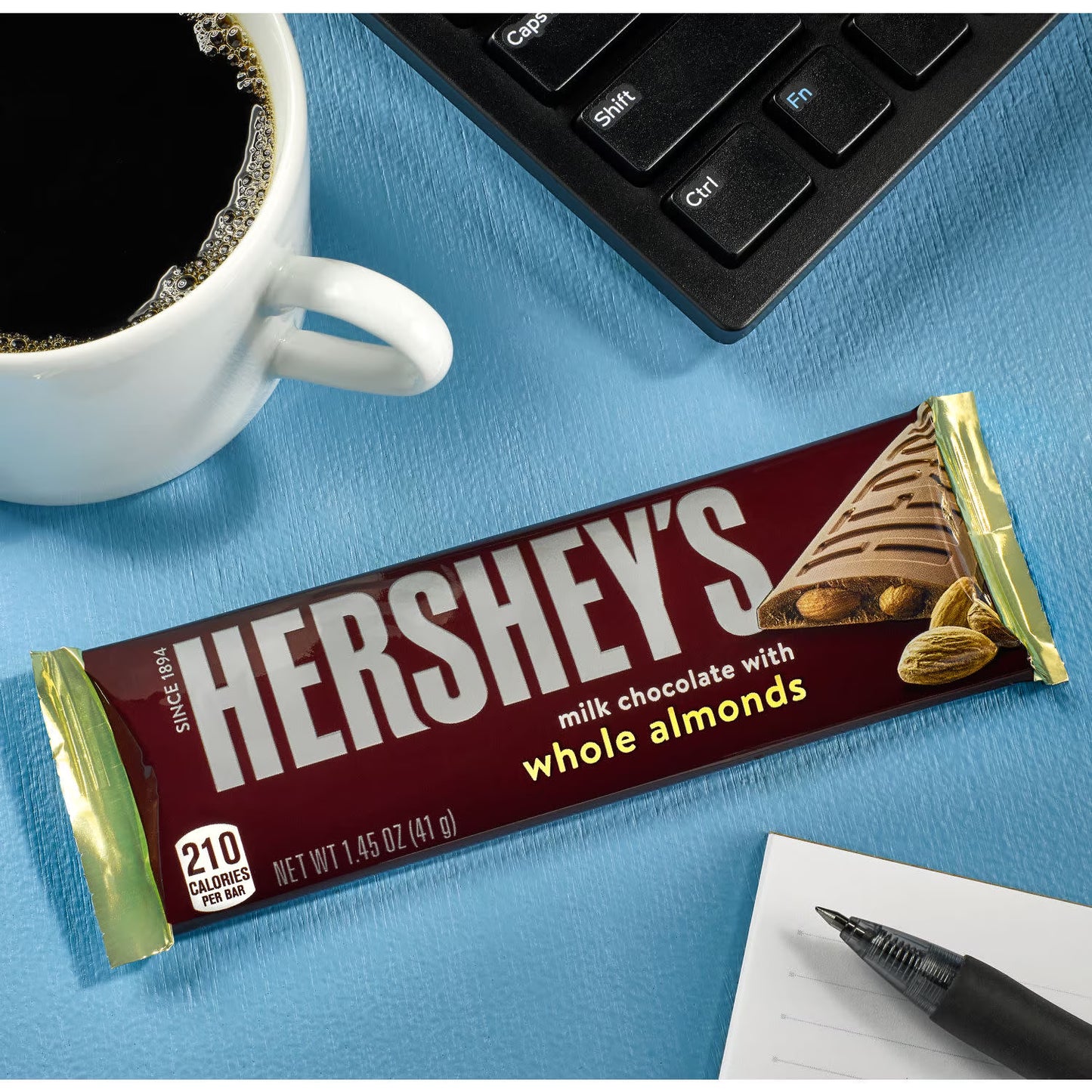 (3 pack) Hershey's Milk Chocolate with Whole Almonds Candy, Bars 1.45 oz, 6 Count