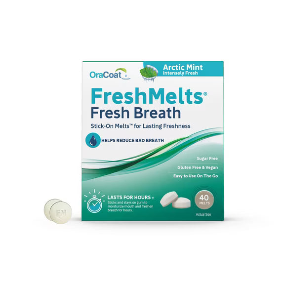(4 pack) OraCoat FreshMelts Fresh Breath Stick-on Melts for Lasting Freshness, Arctic Mint, 40 Count