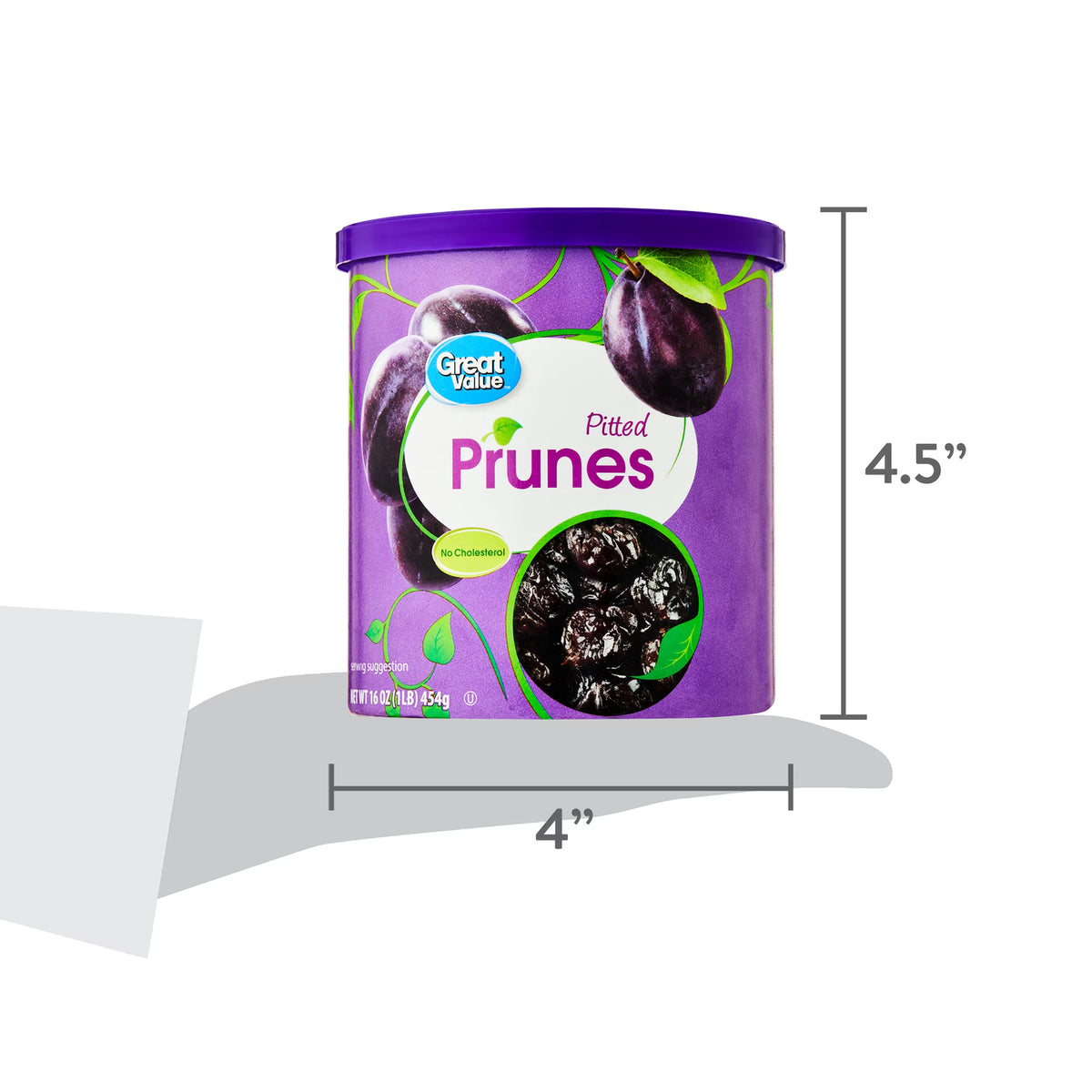 Great Value Unsweetened Pitted Prunes, 16 oz( pack of 3)