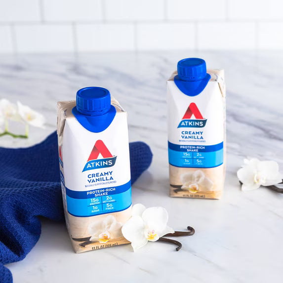 (3 pack) Atkins Protein Shake, Creamy Vanilla, Keto Friendly, Gluten Free, 4 Ct