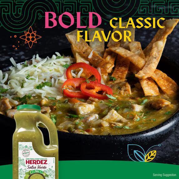 (2 pack) HERDEZ Salsa Verde Mild, Tortilla Chip Dip, Shelf Stable, Large 68 oz Plastic Jug