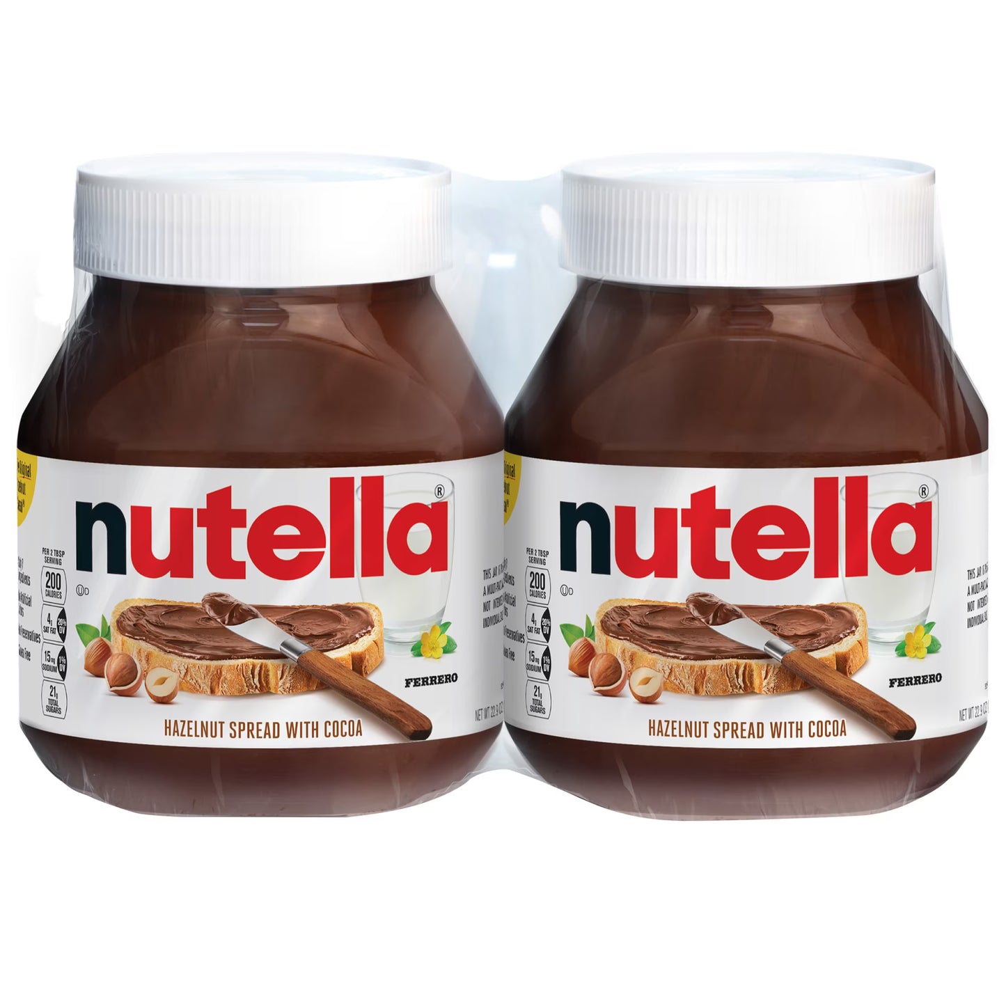 Nutella Hazelnut Spread with Cocoa, Creamy Hazelnut Spread, Breakfast Favorite, 2 Jars, 45.8 oz