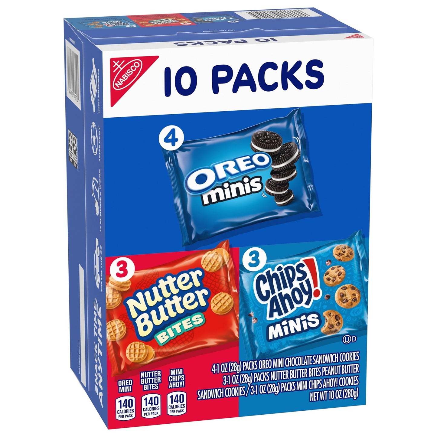 Nabisco Cookies Variety Pack, OREO Minis, Nutter Butter Bites, & CHIPS AHOY! Minis,10 Snack Packs