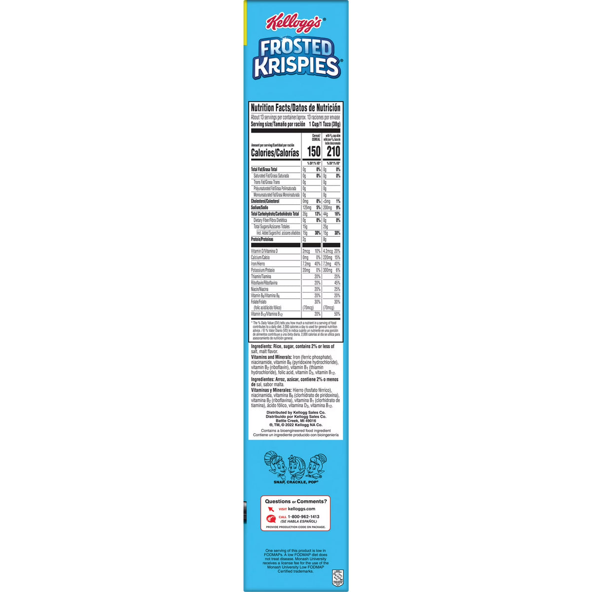 ( pack of 4)Kellogg's Frosted Krispies Frosted Flavor Breakfast Cereal, Kids Snacks, Family Size, 17.1 oz