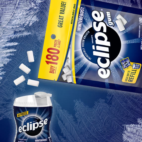 (4 pack) Eclipse Winterfrost Sugar Free Chewing Gum, Value Pack - 180 ct Bag