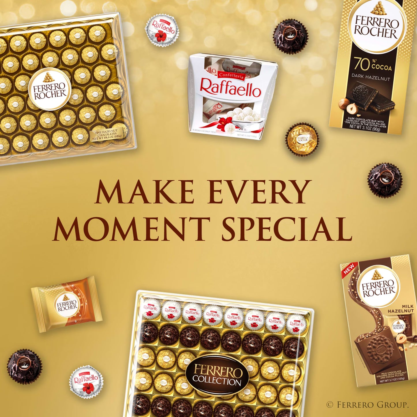 Ferrero Rocher Gourmet Hazelnut Milk Chocolate Gift Box, 12 Individually Wrapped Chocolates, 5.3 oz