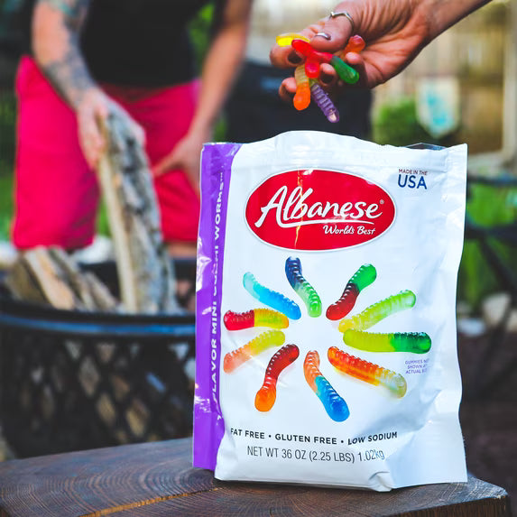 Albanese 12 Flavor Mini Gummi Worms, 36oz Resealable Bag, Family Size( pack of 2)