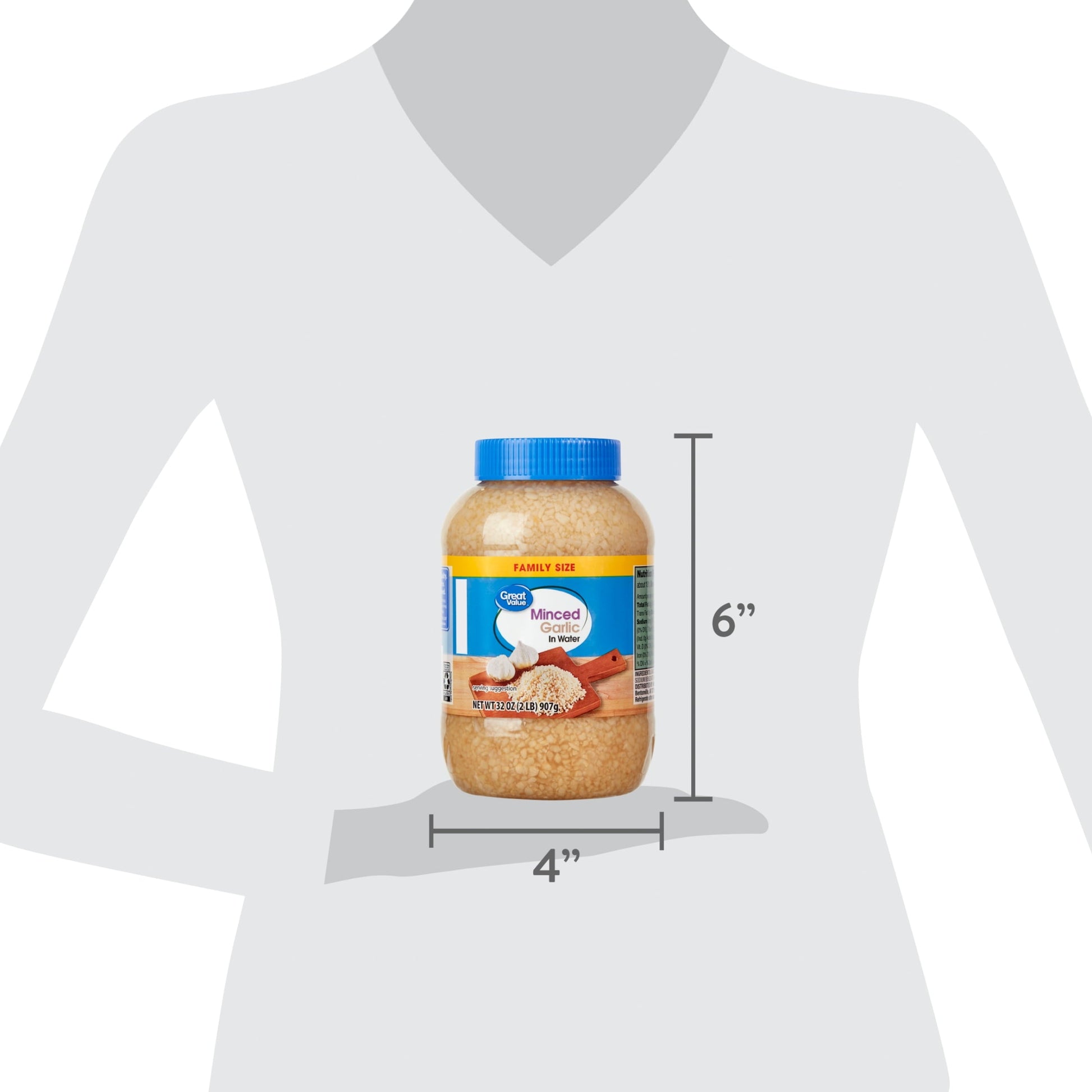 Great Value Family Size Minced Garlic in Water, 32 oz Jar