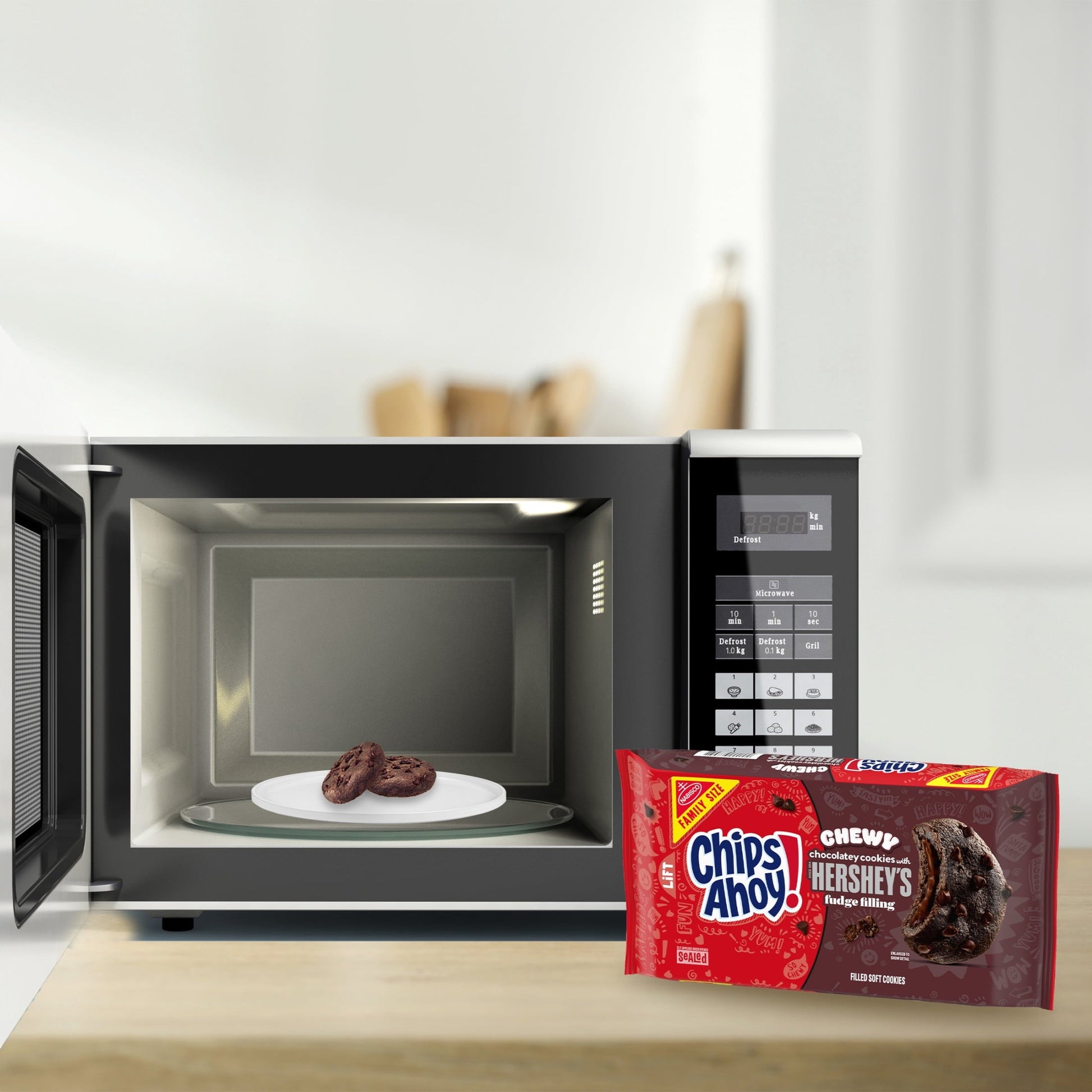 CHIPS AHOY! Chewy Hershey's Fudge Filled Soft Fudgy Chocolate Chip Cookies, Family Size, 14.85 oz