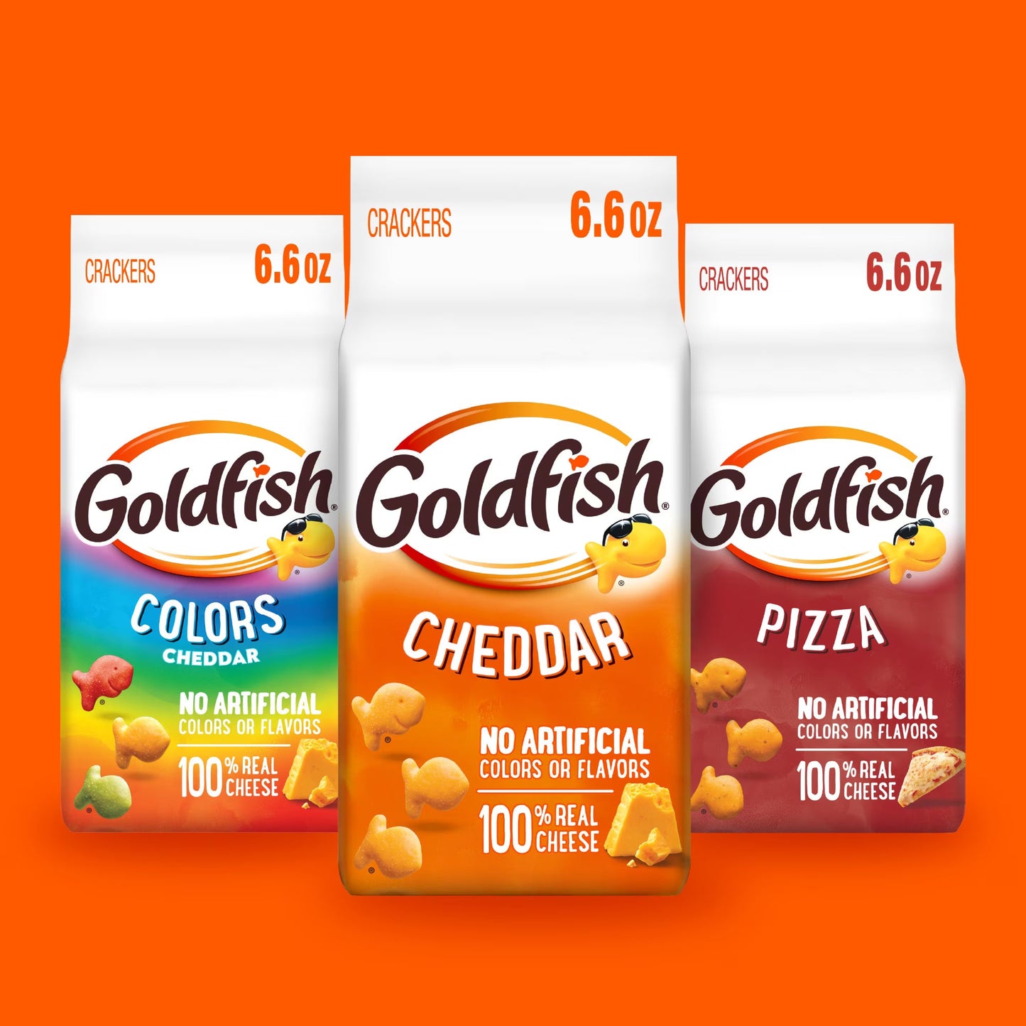 Goldfish Cheddar Cheese Crackers, Baked Snack Crackers, 1 oz on-The-Go Snack Packs, 20 Count Box