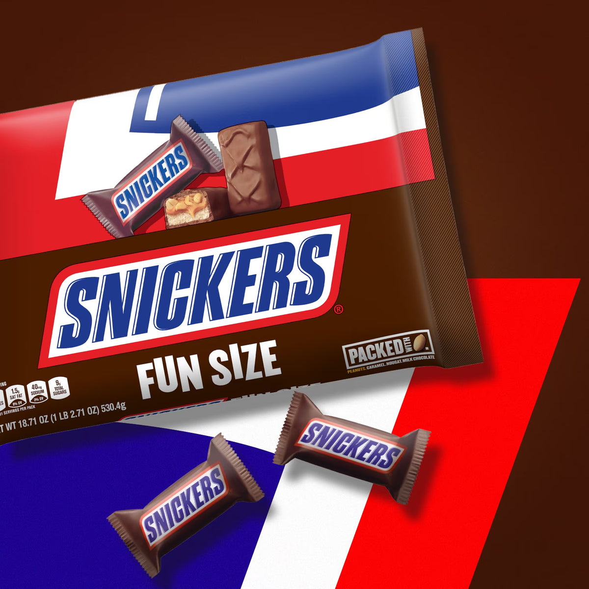 ( pack of 2)Snickers Fun Size Chocolate Bars, 18.71 oz Jumbo Candy Bag