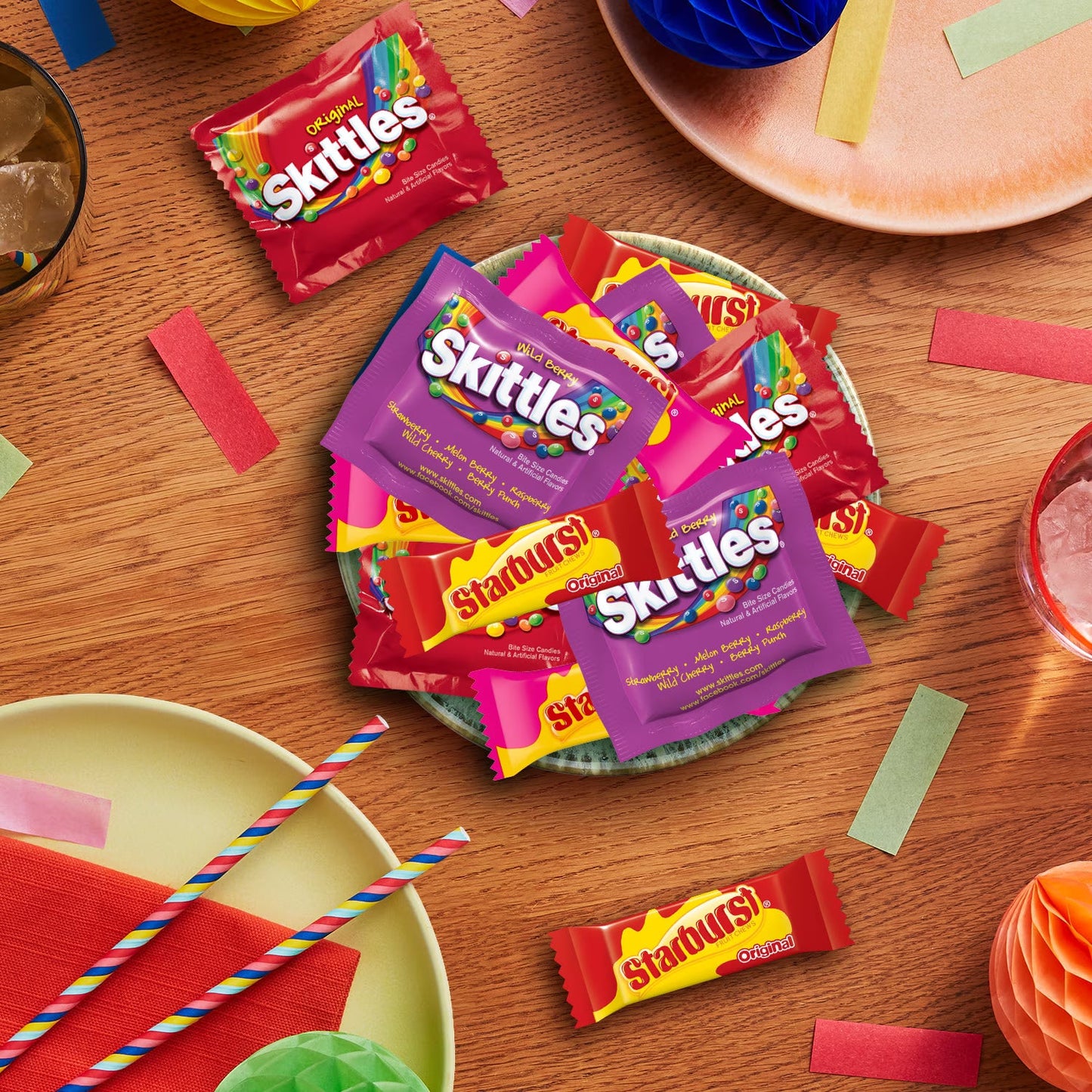 Skittles & Starburst Fun Size Chewy Candy Variety Bag, Party Size - 20.13 oz Bulk Bag