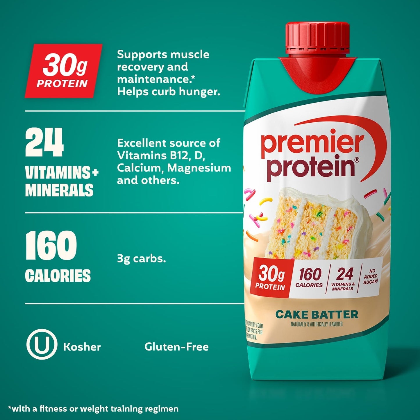 Premier Protein Shake, Cake Batter Delight, 30g Protein, 11 Fl Oz, 4 Ct