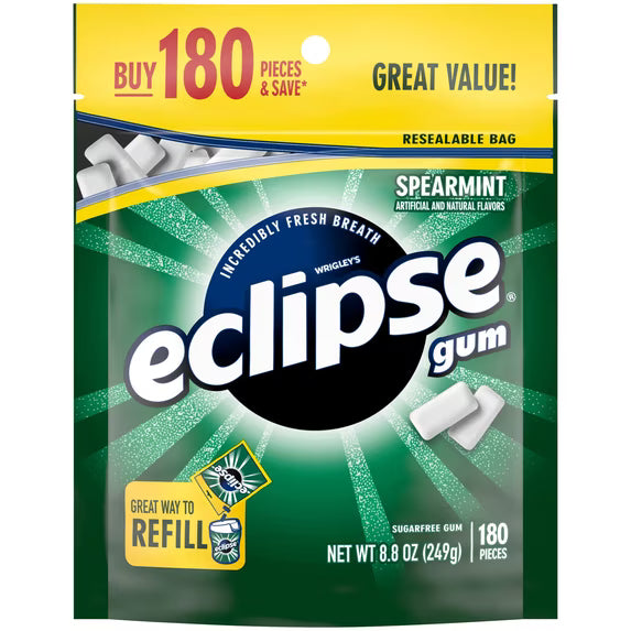 (4 pack) Eclipse Spearmint Sugar Free Chewing Gum, Value Pack