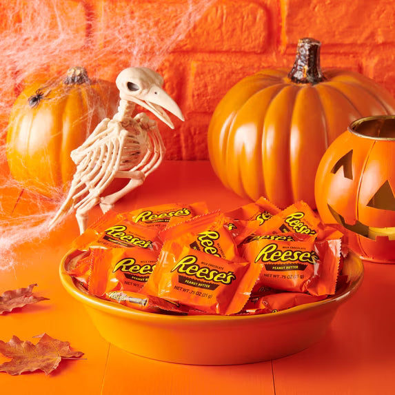 (2 pack) Reese's Milk Chocolate Snack Size Peanut Butter Cups, Halloween Candy Jumbo Bag, 19.5 oz