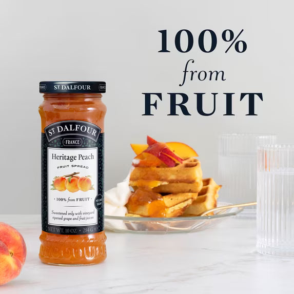 (2 pack) St Dalfour Heritage Peach Fruit Spread, 100% from Fruit, Vegan & Gluten Free, 10 oz Jar