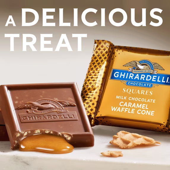( 2 pack)GHIRARDELLI Milk Chocolate Candy SQUARES with Caramel Waffle Cone Filling, 5.2 oz Bag