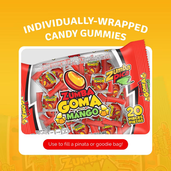 ( 2 pack)Zumba Pica Goma Mix Gummy Candy, Mexican Tamarind and Mango Candy, 20 Count